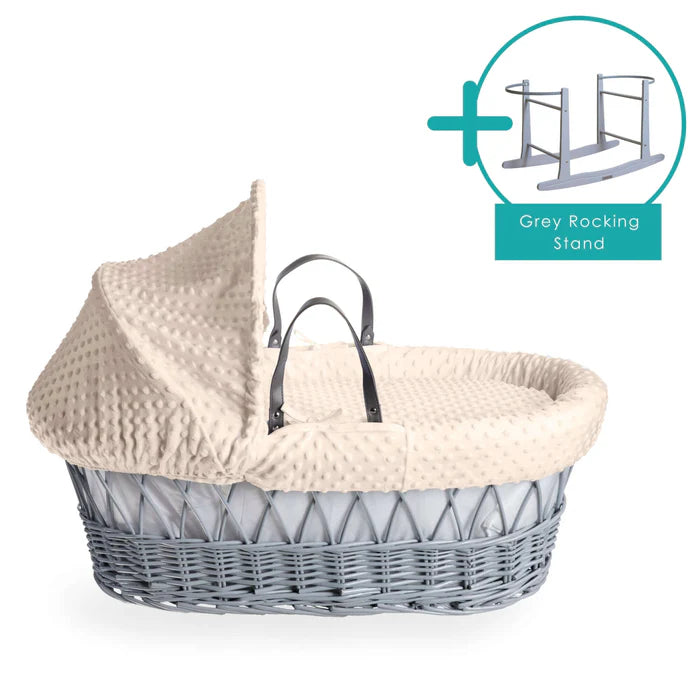 Baby Wicker Moses Basket in Cream Dimple By Clair De Lune