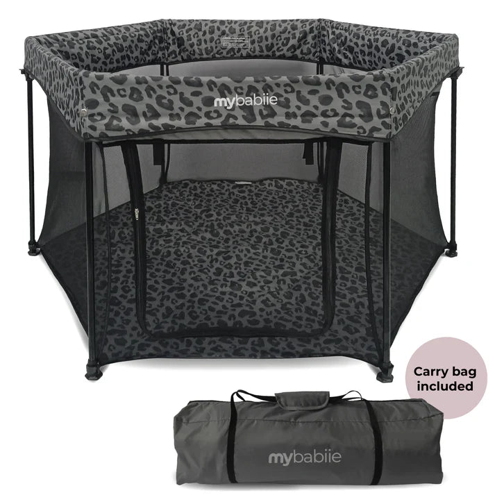 My Babiie Baby Play Pen – Grey Leopard