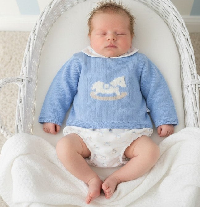 Baby Blue Rocking Horse Jumper & Jam Pants