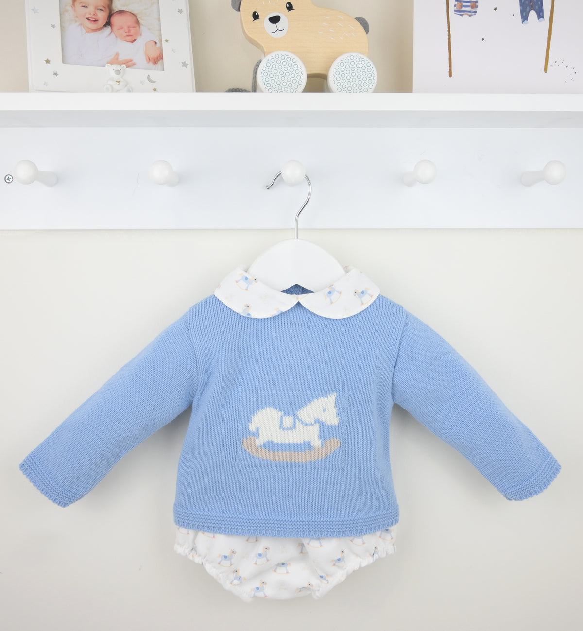 Baby Blue Rocking Horse Jumper & Jam Pants