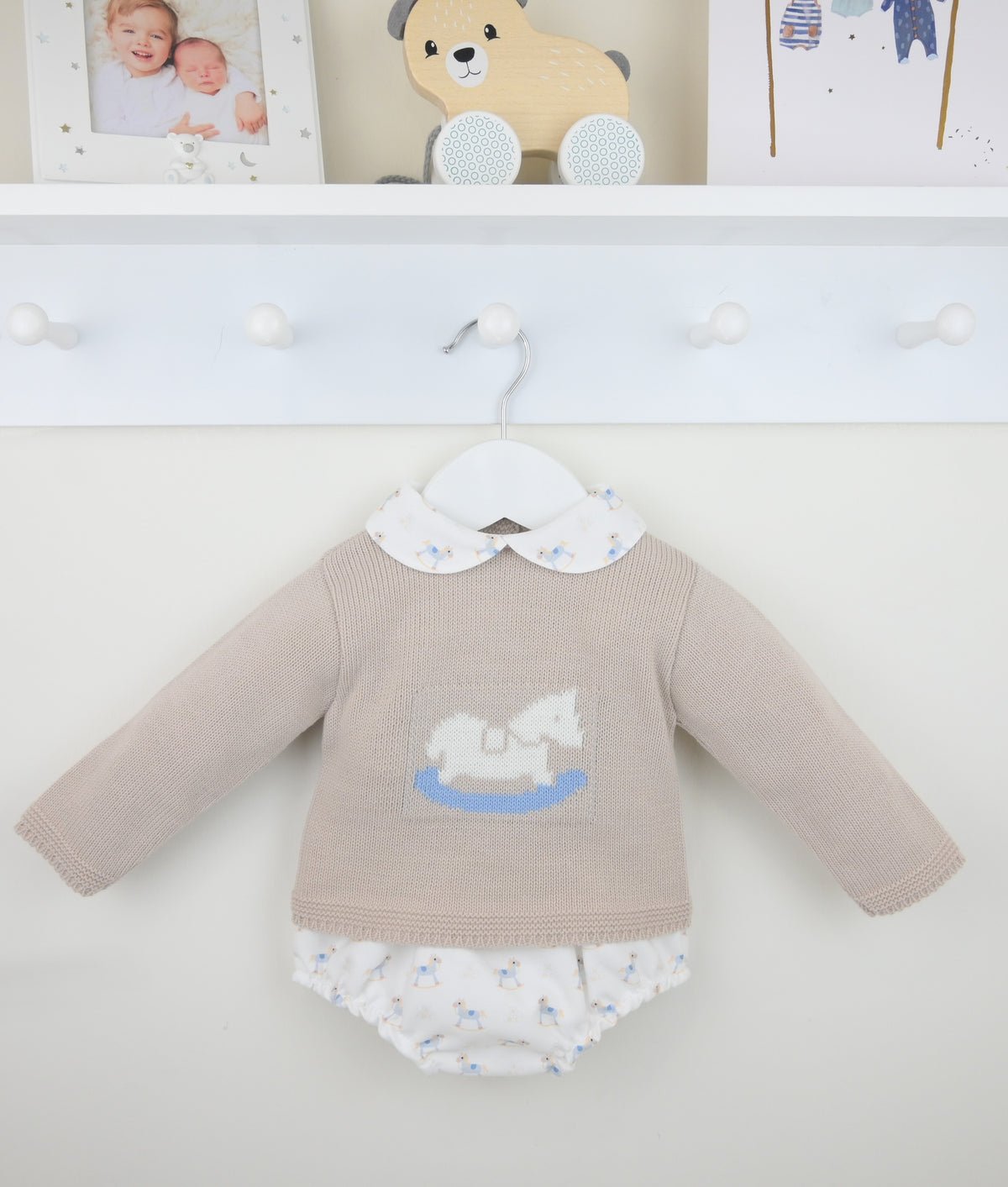 Beige Rocking Horse Jumper & Jam Pants