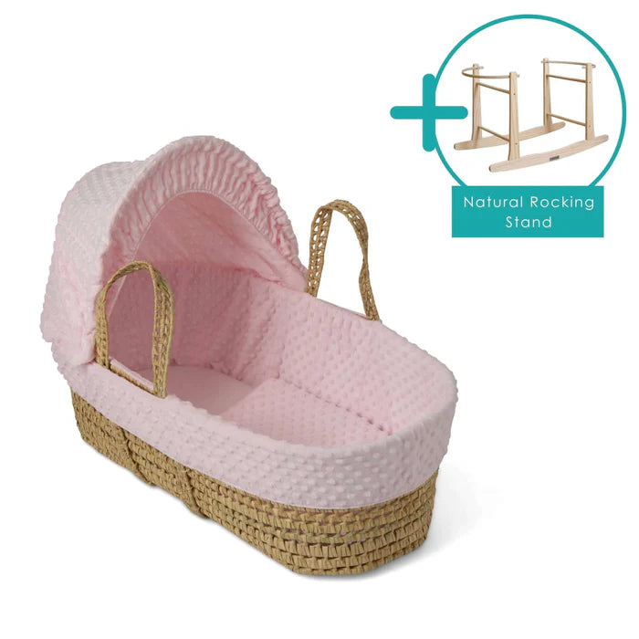 Baby Moses Basket in Pink Dimple By Clair De Lune