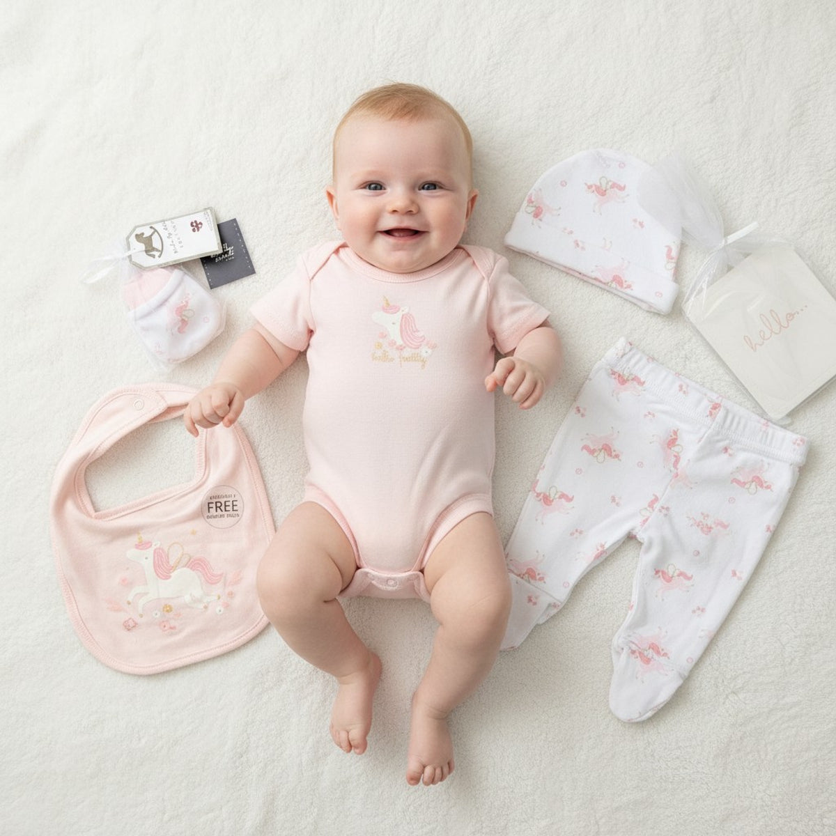 Baby Girls Rock a Bye Boutique Unicorn 6 Piece Baby Gift Set | NB-6M