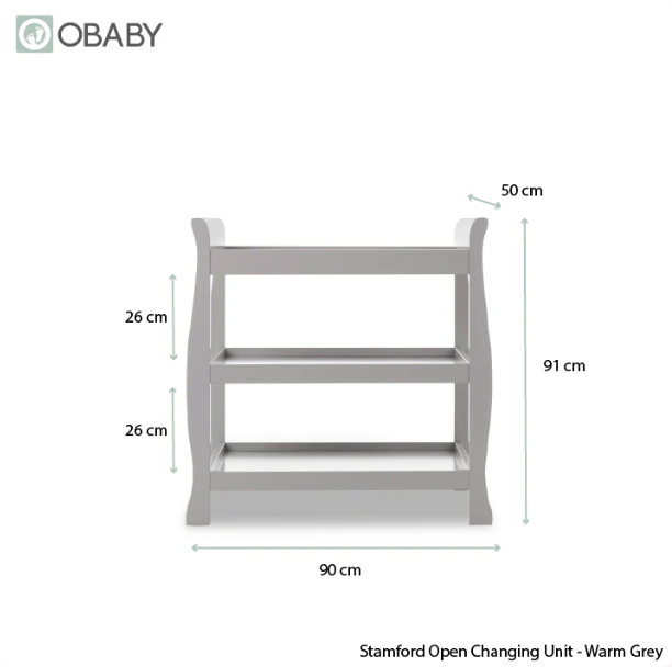 OBaby Stamford Sleigh Open Changing Unit in Warm Grey