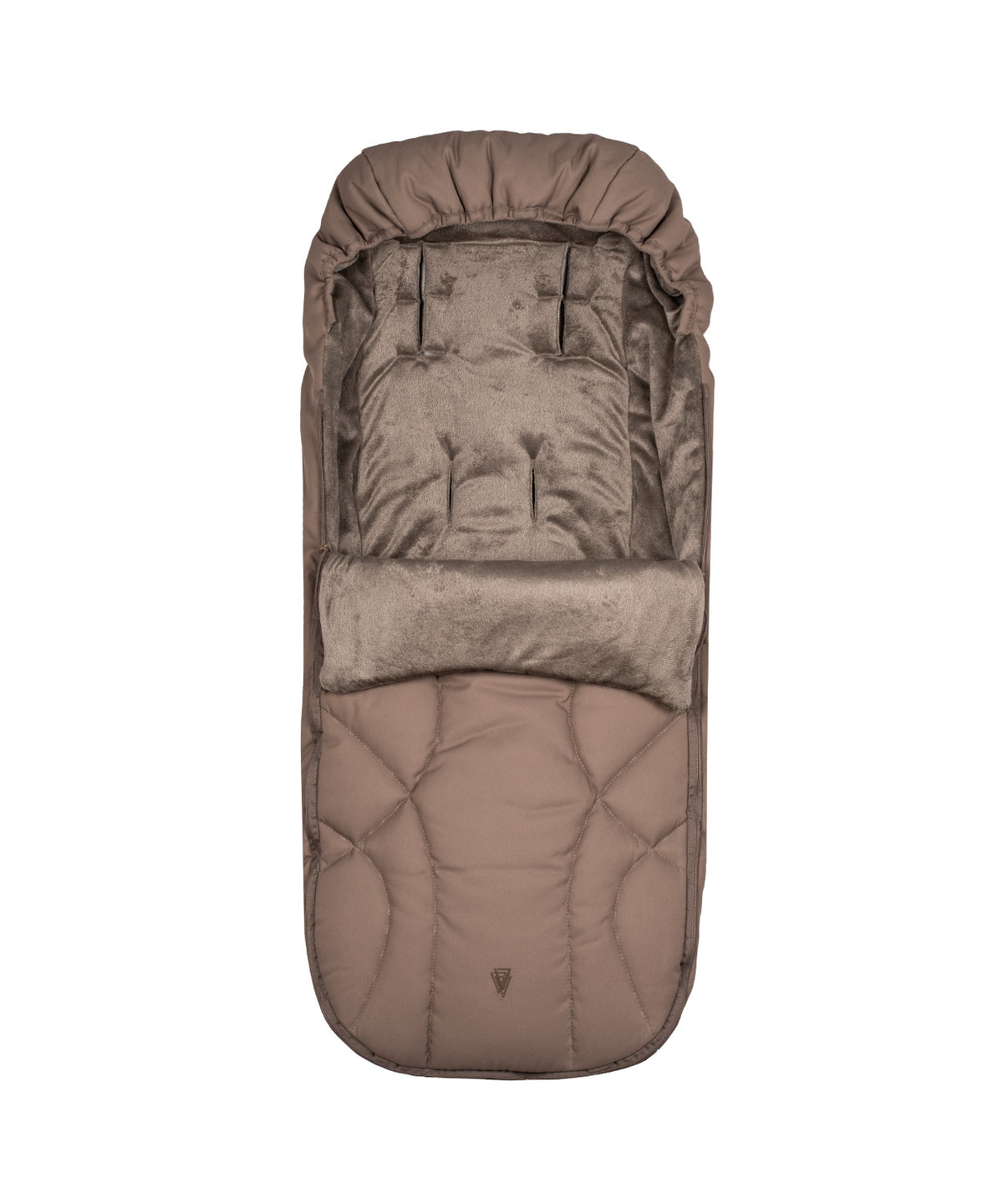 Venicci upline 3 travel system plush taupe quilted baby sleeping bag with soft velvet lining in sand color
