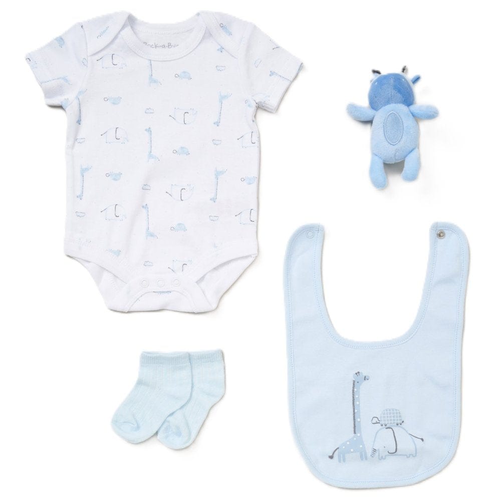 Baby Boys 4 piece Giraffe Box Gift Set rock a bye baby