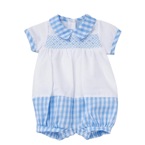 Baby Boys Smocked Gingham Blue & White Romper General rock a bye baby