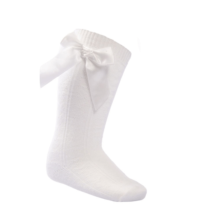 Baby Girls Cream Knee High Bow Socks General soft touch