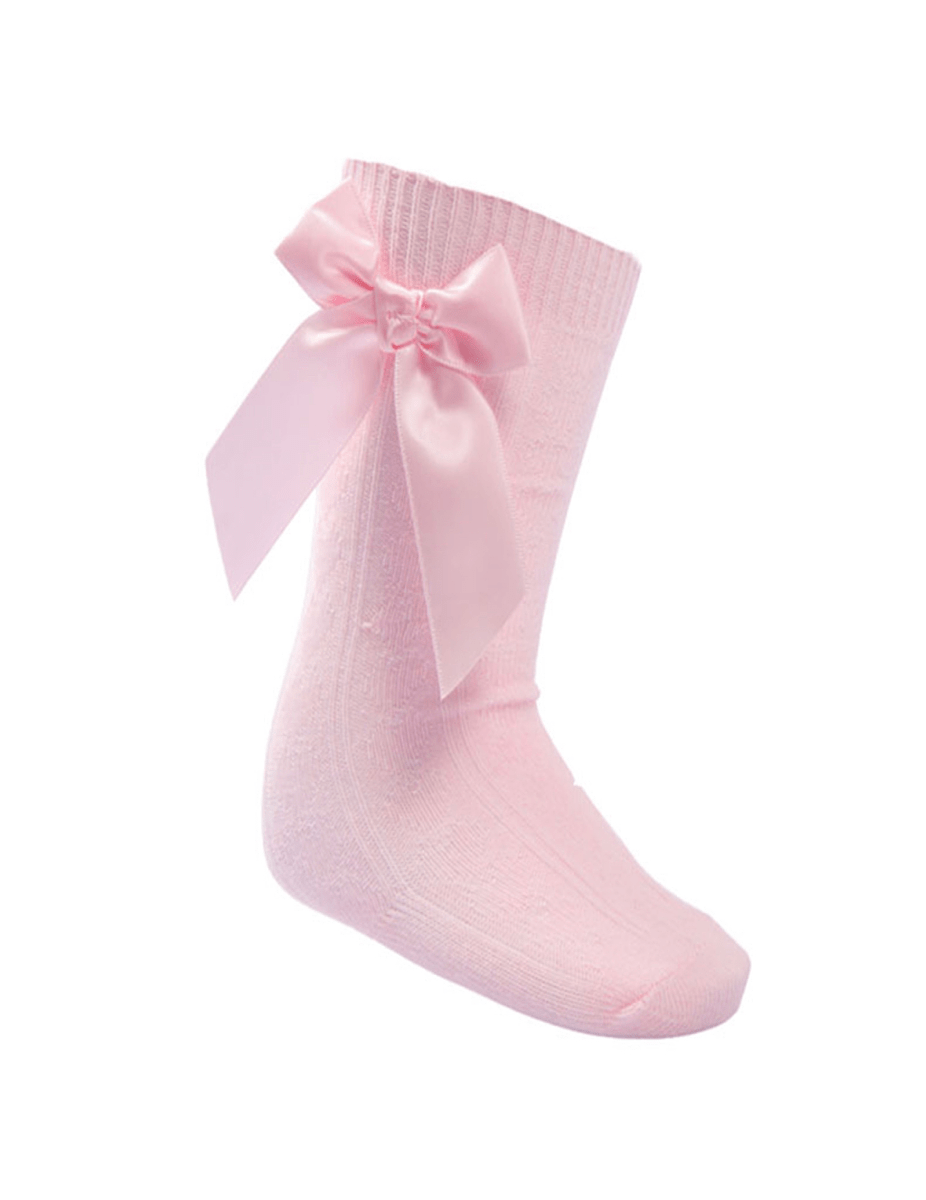 Baby Girls Pink Knee High Bow Socks General soft touch
