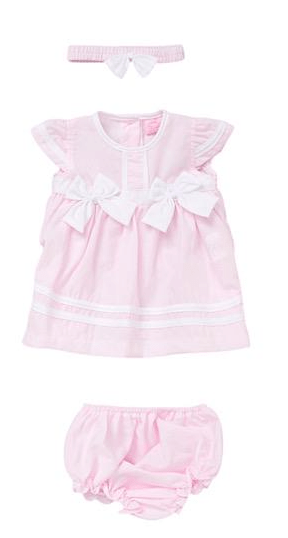 Baby Girls Pink & White Bow Dress General rock a bye baby