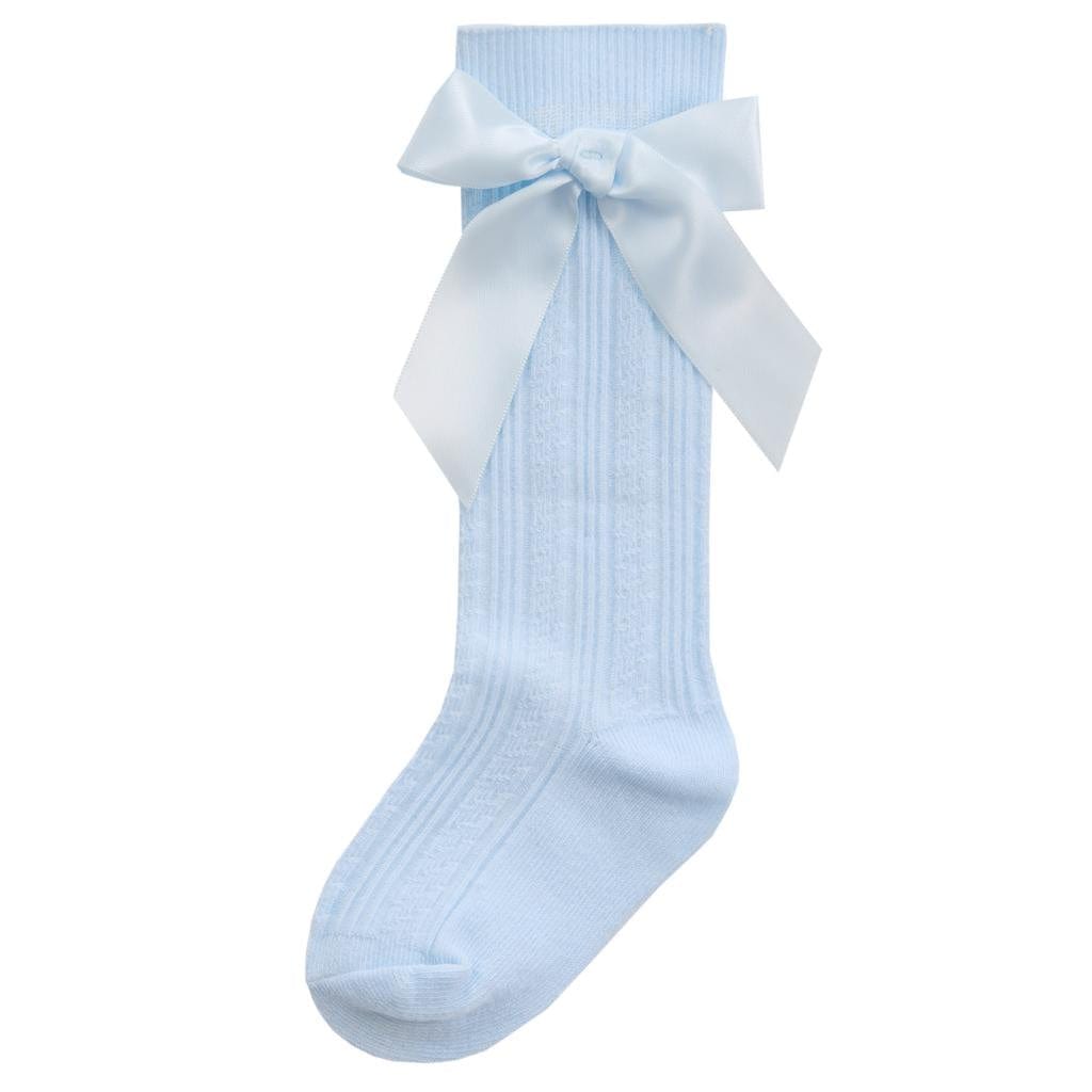 Baby Girls Ribbon Knee Socks - Baby Blue General Tik Tok