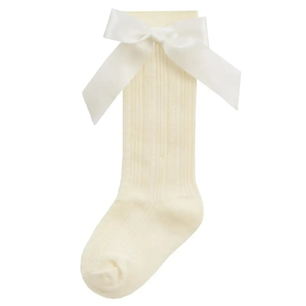 Baby Girls Ribbon Knee Socks - Cream General Tik Tok