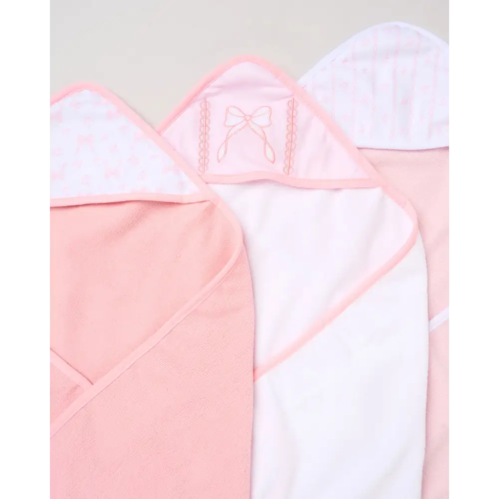 Baby Girls Wash Cloth and Hooded Towel Set - Bows