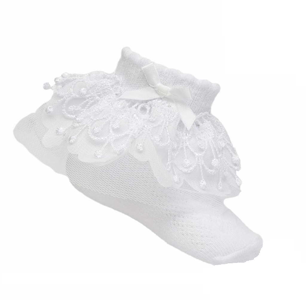 Baby Girls White Bell Lace Frilly Ankle Socks General soft touch