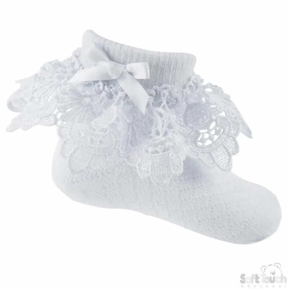 Baby Girls White Lace Frilly Ankle Socks General soft touch