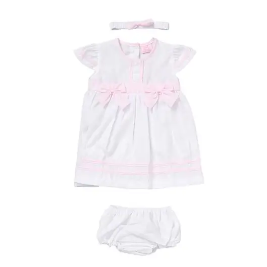 Baby Girls White & Pink Bow Dress General rock a bye baby