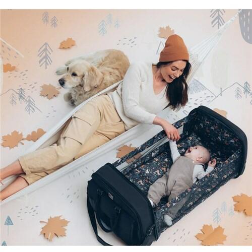 Baby Travel Crib Changing Bag - Vegan Black - POD ® Bizzi Growin