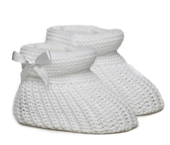 Baby White Cable Knit Bow Booties General soft touch