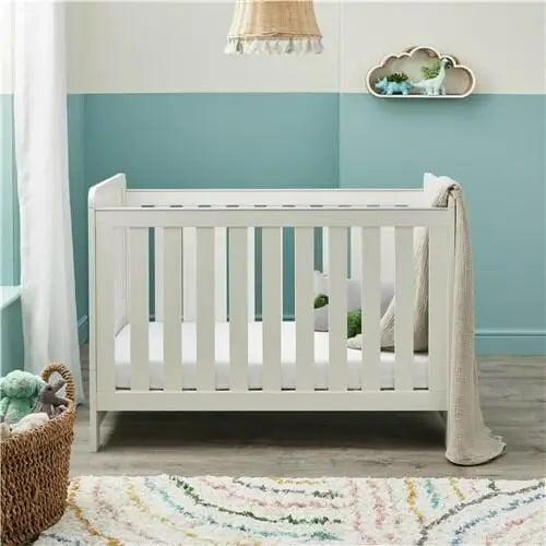 Babymore Caro Mini Cot Bed - White Wash Babymore