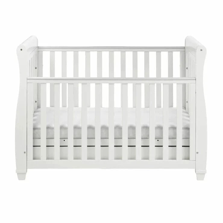 Babymore Eva Sleigh Drop sided Cot Bed - White Babymore