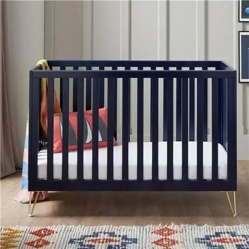 Babymore Kimi Midnight Blue Cot bed - Gold Hair Pin Legs Babymore