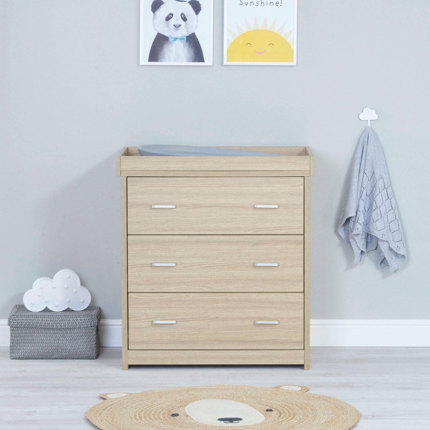 BabyMore Luno Veni Chest Of Drawers With Changing Top - Oak Babymore