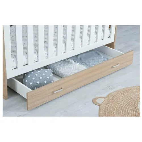 BabyMore Luno & Veni Underbed Cot bed Drawer in Oak Babymore