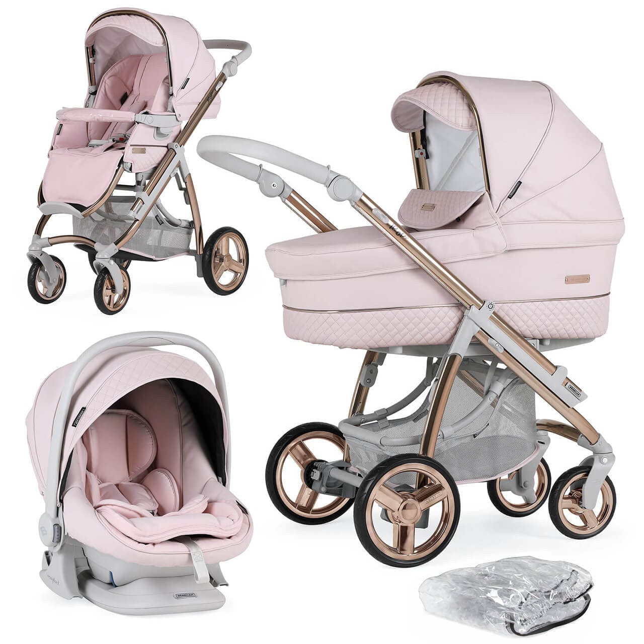 Bebecar Ip-Op Rose Blush 3 in 1 Travel System Bebecar
