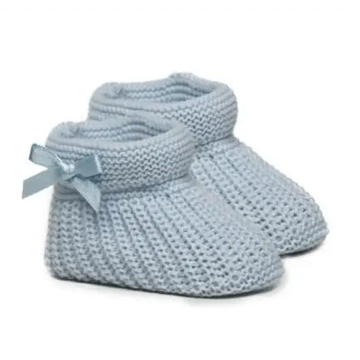 Blue Knitted Baby Booties General soft touch