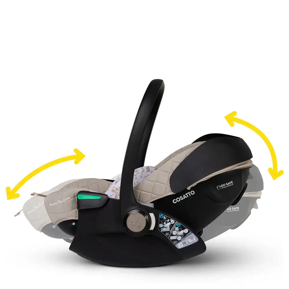 Cosatto Acorn Recline i-Size 0+ Car Seat – Whisper | Reclining Infant Seat from Birth (40–87cm)