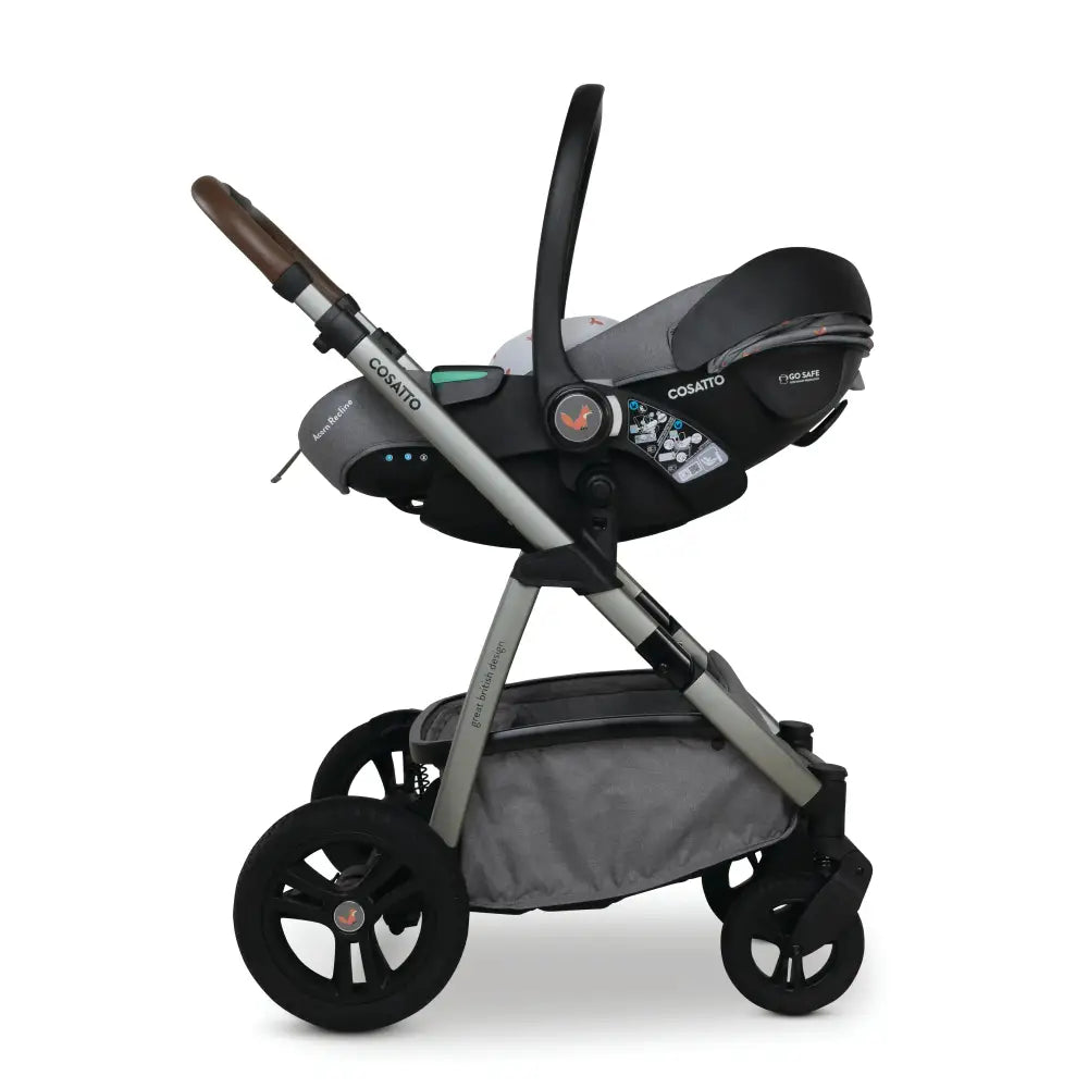 Cosatto Wow 3 Rotate & Recline Cozy Bundle Foxling – Travel System with Carrycot, Acorn Recline i-Size Car Seat & Rotating Base Cosatto