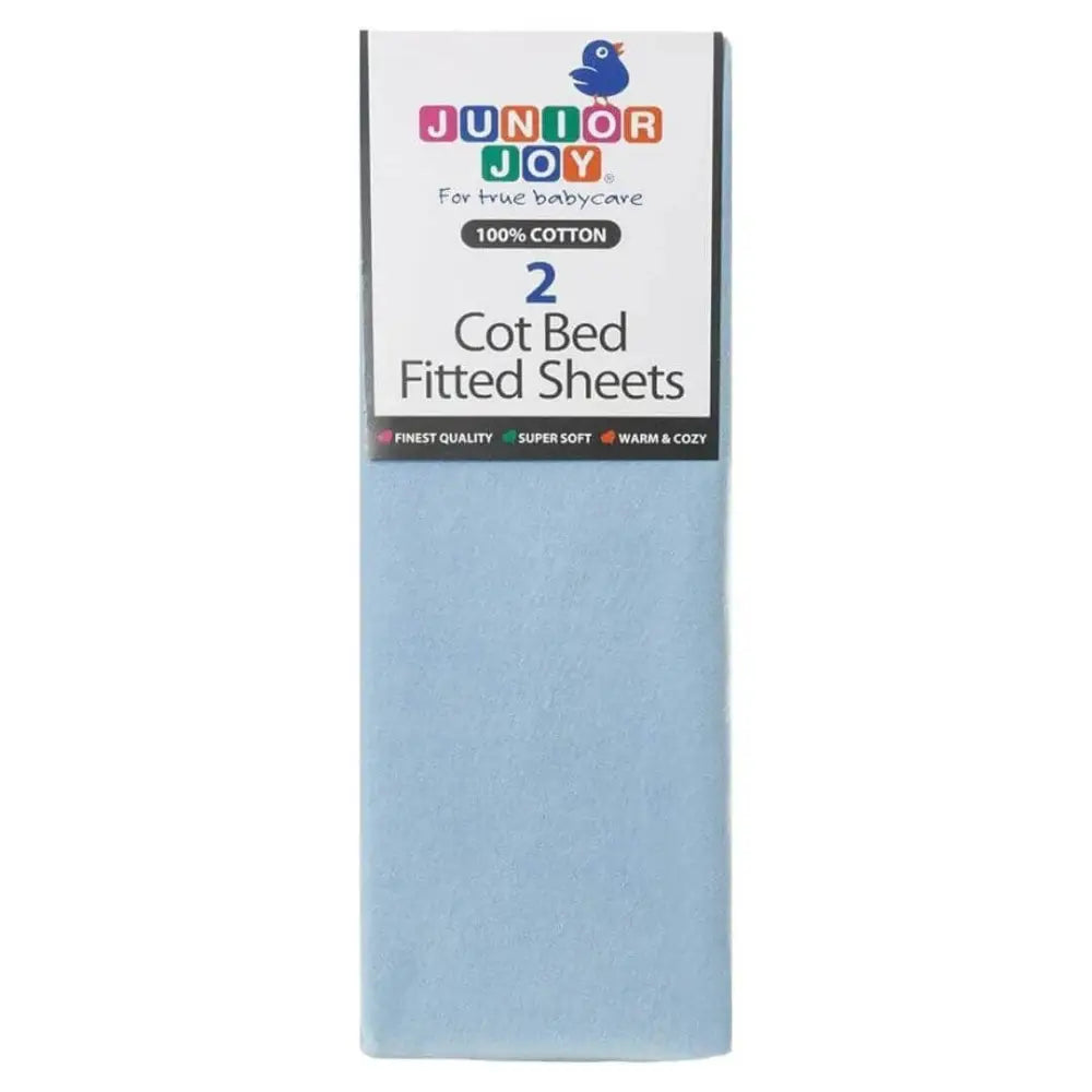 Cot Fitted Sheets 100% Cotton 2 Pack - Blue General Junior Joy