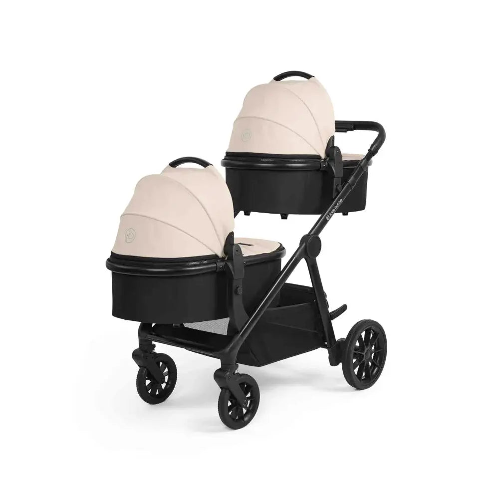 Ickle Bubba Virgo Twin 18 Piece Travel System with i-Size Nimbus Car Seats & Spin ISOFIX Bases - Stone