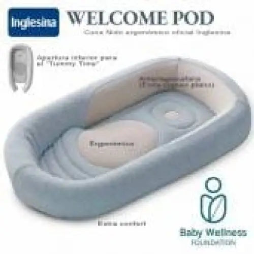 Inglesina Welcome Pod Baby Sleep Nest – Peaceful Blue | Newborn Support Pod Inglesina