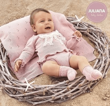 Juliana Dusky Pink Knitted Baby Girls Jam Pants Set Juliana 1m