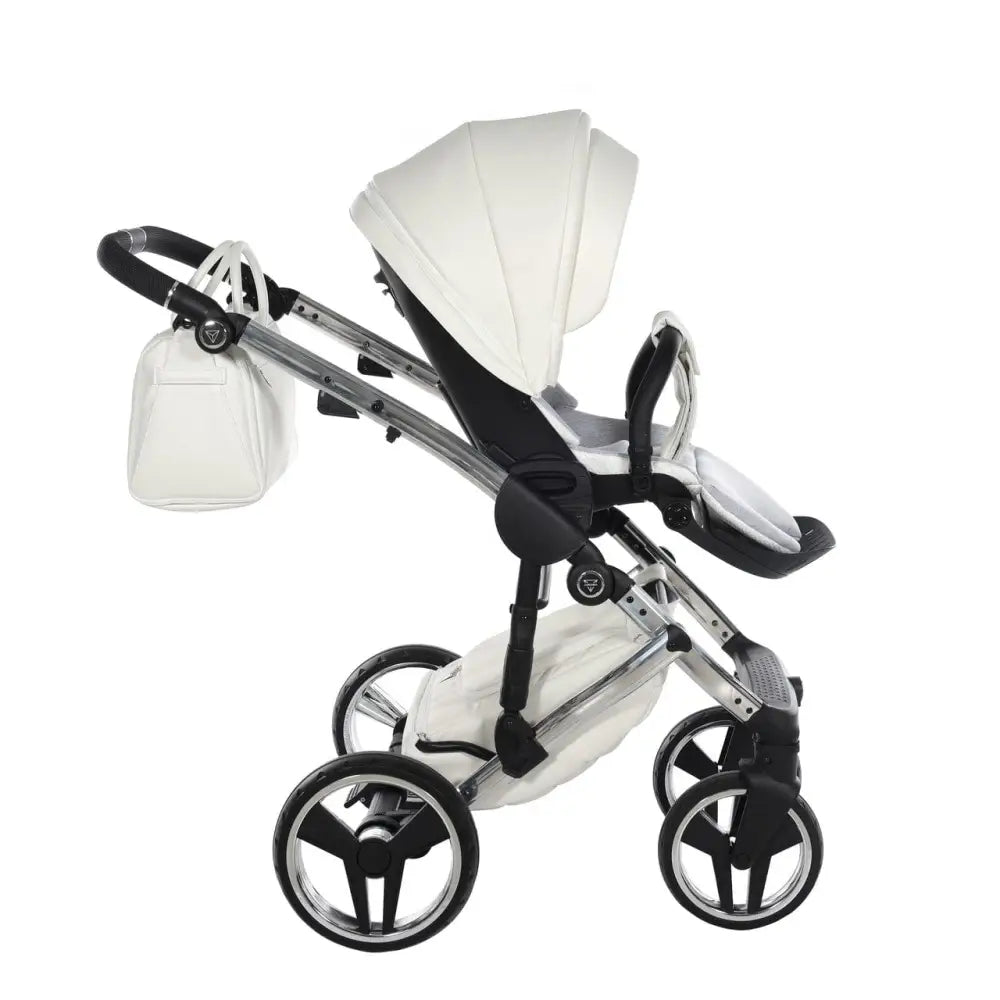 Junama Diamond 2 in 1 Pram - Flou Individual White & Silver Junama