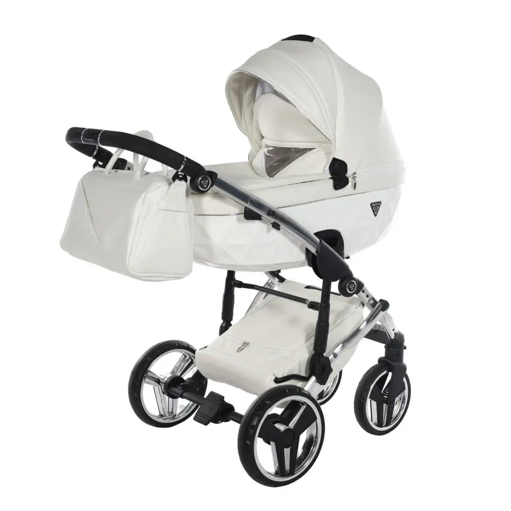 Junama Diamond 2 in 1 Pram - Flou Individual White & Silver Junama