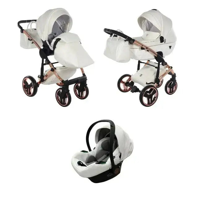 Junama Diamond 3 in 1 Travel System - Flou Individual White & Rose Gold Junama