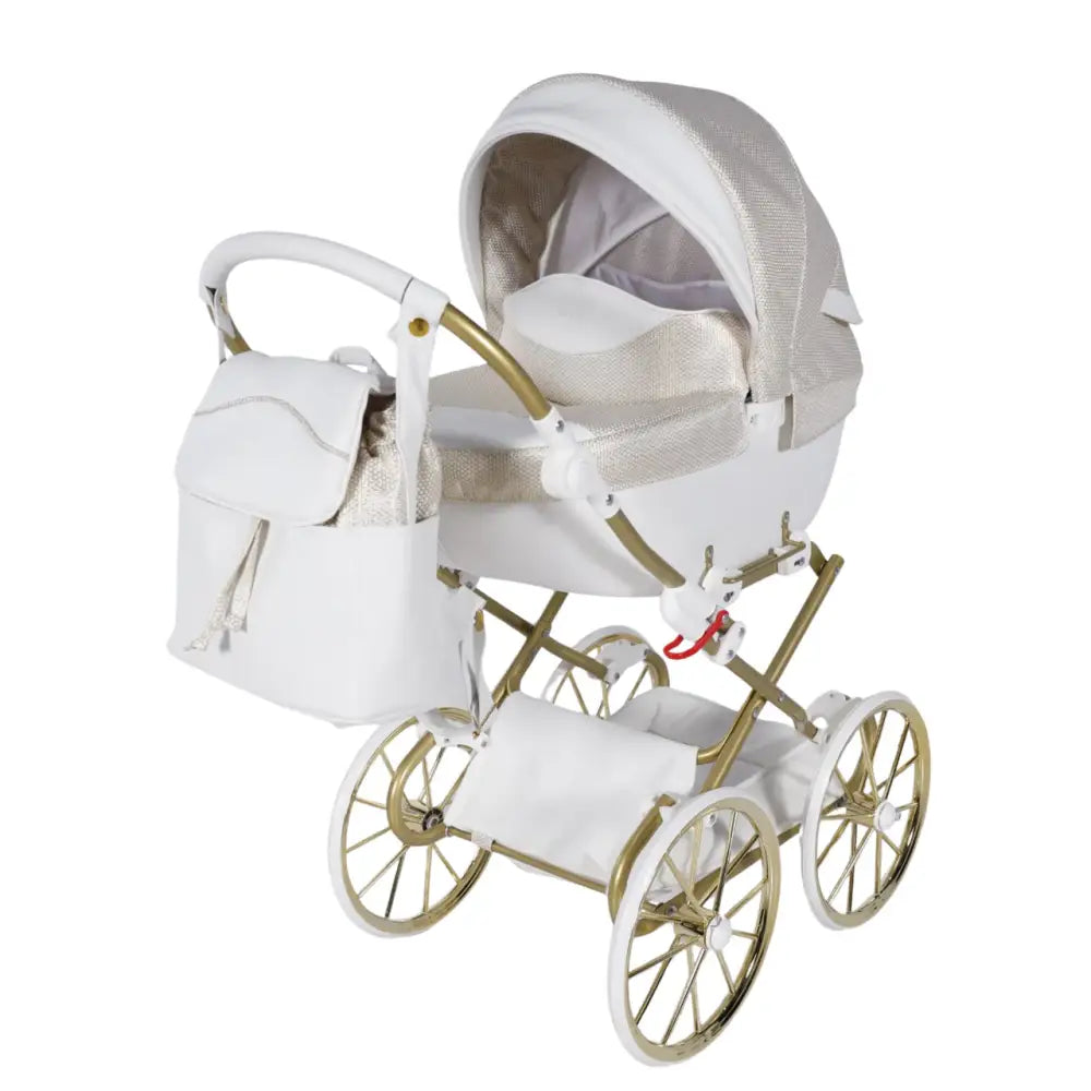 Junama Dolce White & Gold Dolls Pram