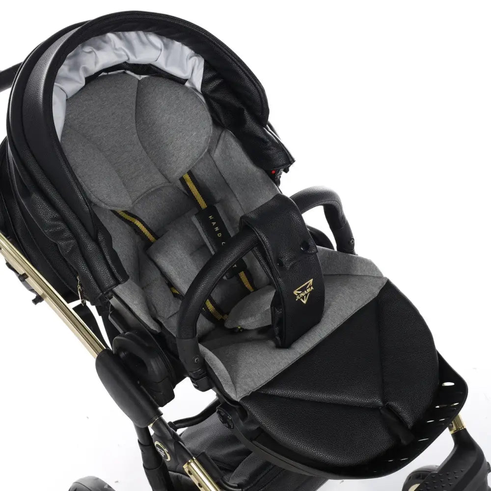 Junama Handcraft Diamond Pram – 3 in 1 Luxury Black & Gold Travel System Junama