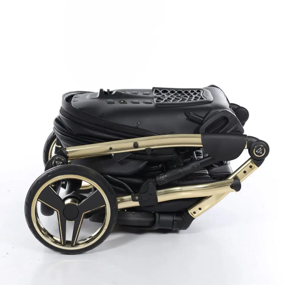 Junama Handcraft Diamond Pram With Isofix – 3 in 1 Luxury Black & Gold Travel System Junama