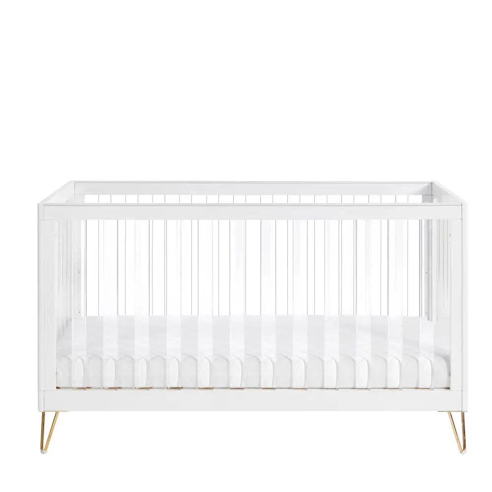 Kimi Acrylic Cot Bed in White and Gold 140cm x 70cm Babymore