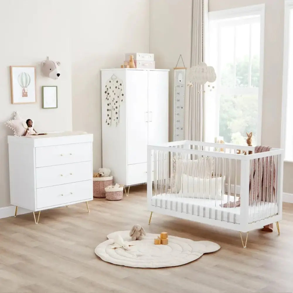 Kimi Acrylic Mini Cot Bed 3 Piece Nursery Furniture Set Babymore