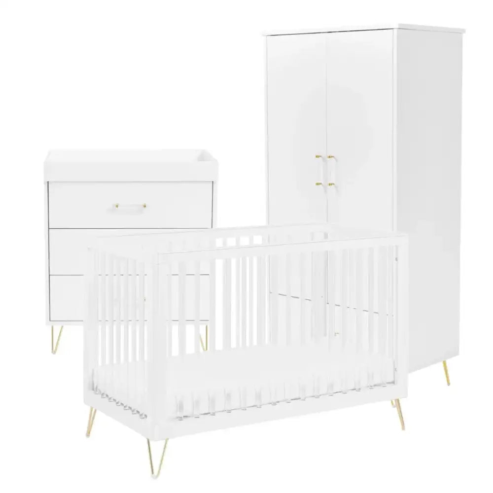 Kimi Acrylic Mini Cot Bed 3 Piece Nursery Furniture Set Babymore