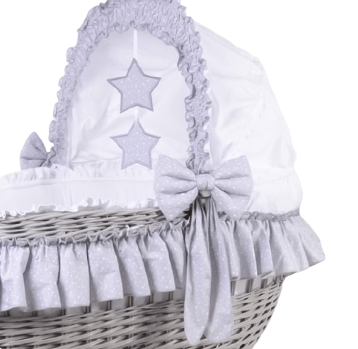 MJ Marks Cloud & Stars Grey Wicker Crib with Bedding Mj Marks