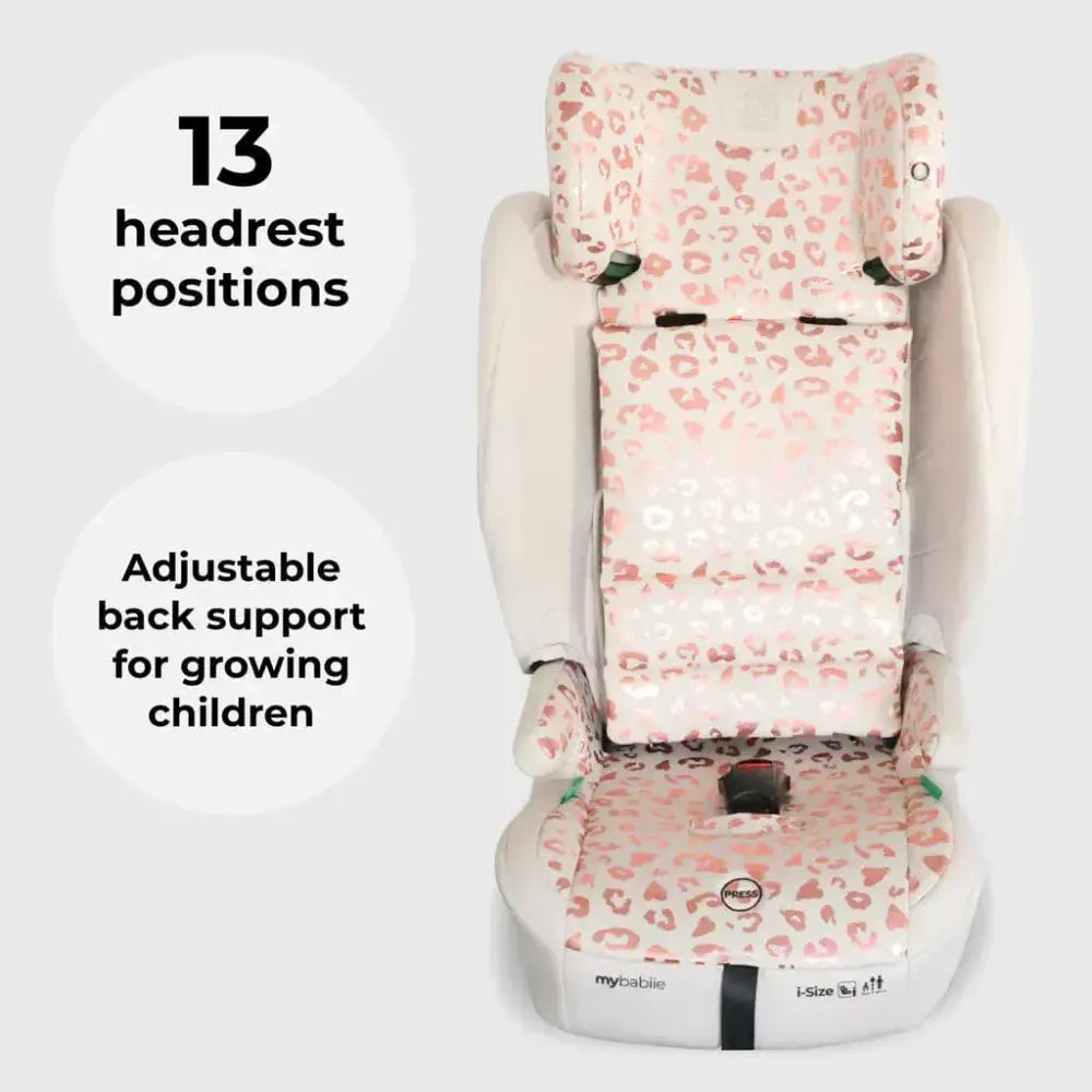 My Babiie Foldable i-Size Isofix Toddler Booster Seat - Blush Leopard My Babiie