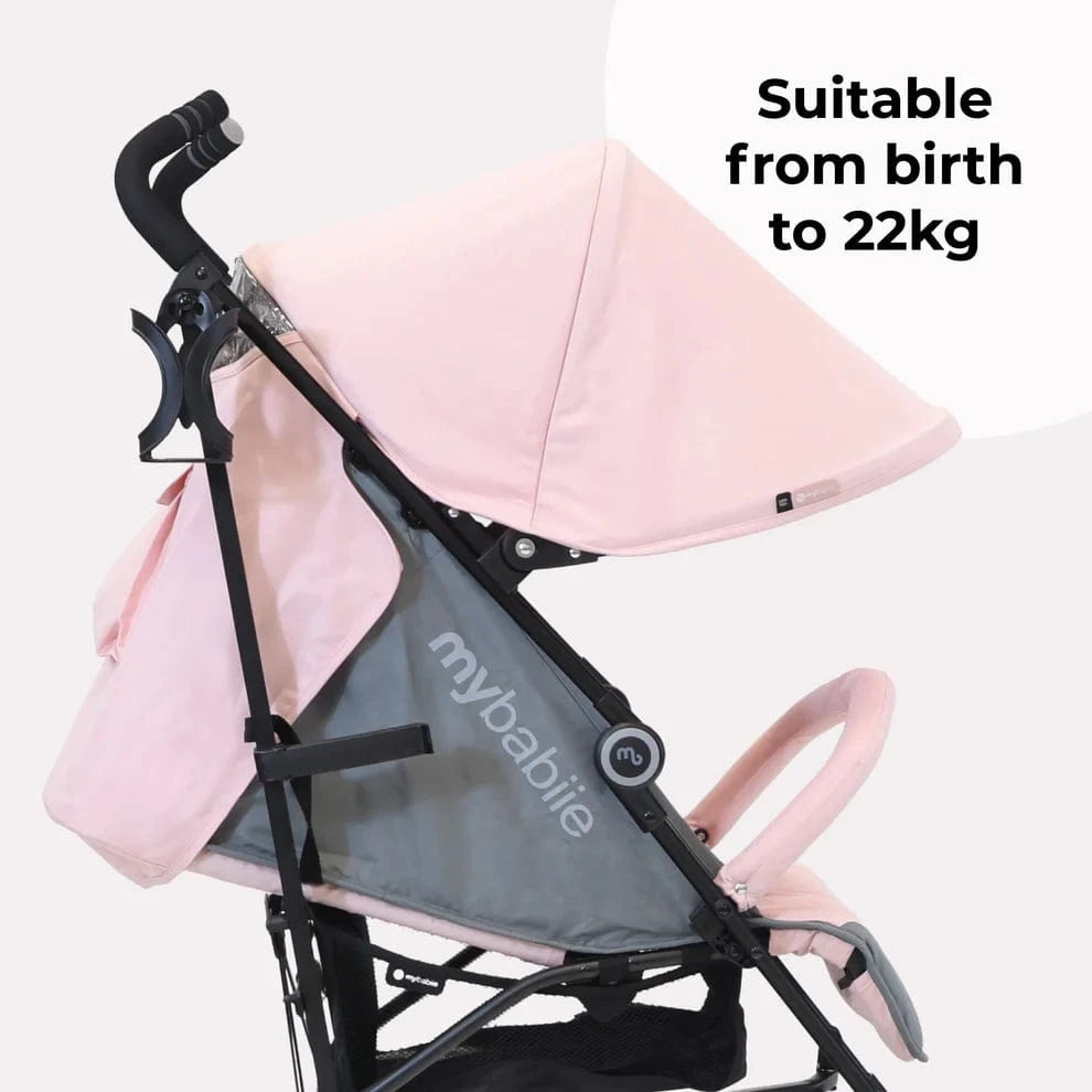 My Babiie MB02 Plus Lightweight Stroller including Rain Cover - Pink and Grey General My Babiie