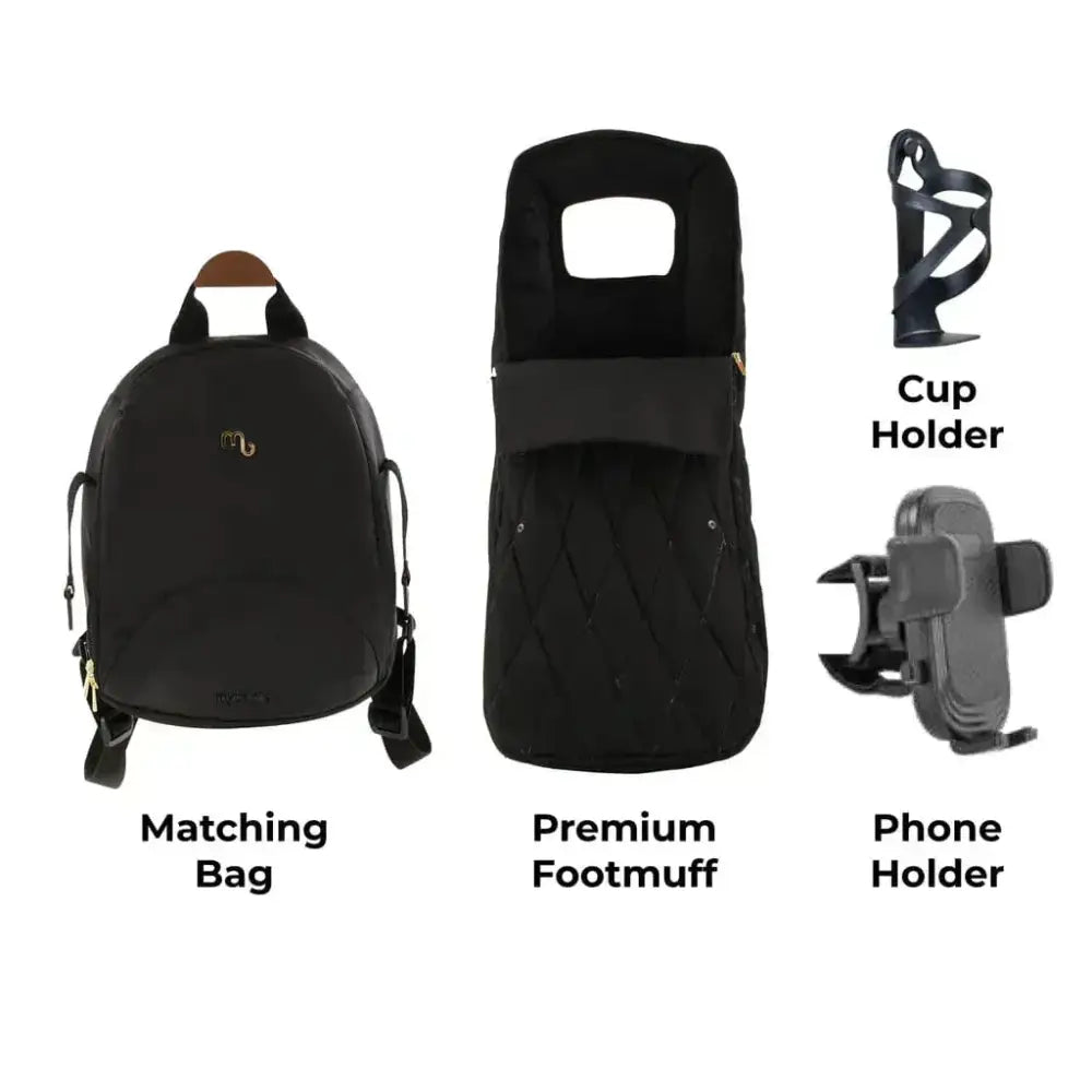 My Babiie MB450 Luxe 3-in-1 Travel System with Spin and Slide Car Seat and Isofix– Black My Babiie