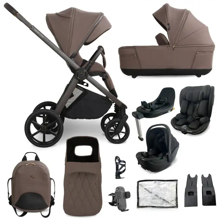 My Babiie MB450 Luxe All Stages Bundle with Spin & Slide Car Seats – Cookie (Exclusive)