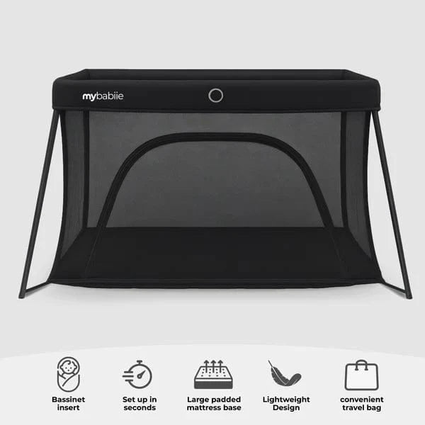My Babiie MBTC3 Air-Light 3-in-1 Travel Cot with Bassinet – Black My Babiie